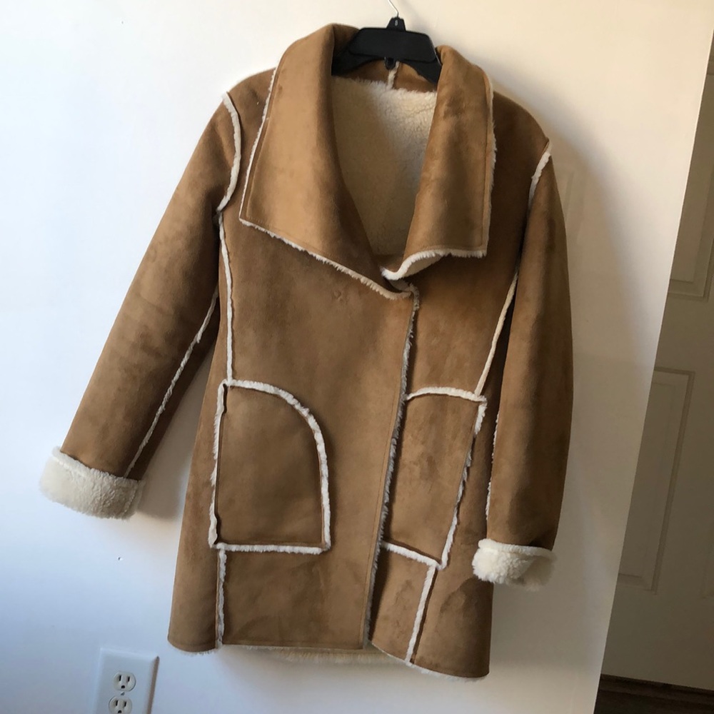 Wildflower faux suede shearling coat